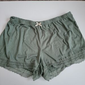 Flora Nikrooz Lace Trim Sleep Shorts - Sage Green Silky Soft Large